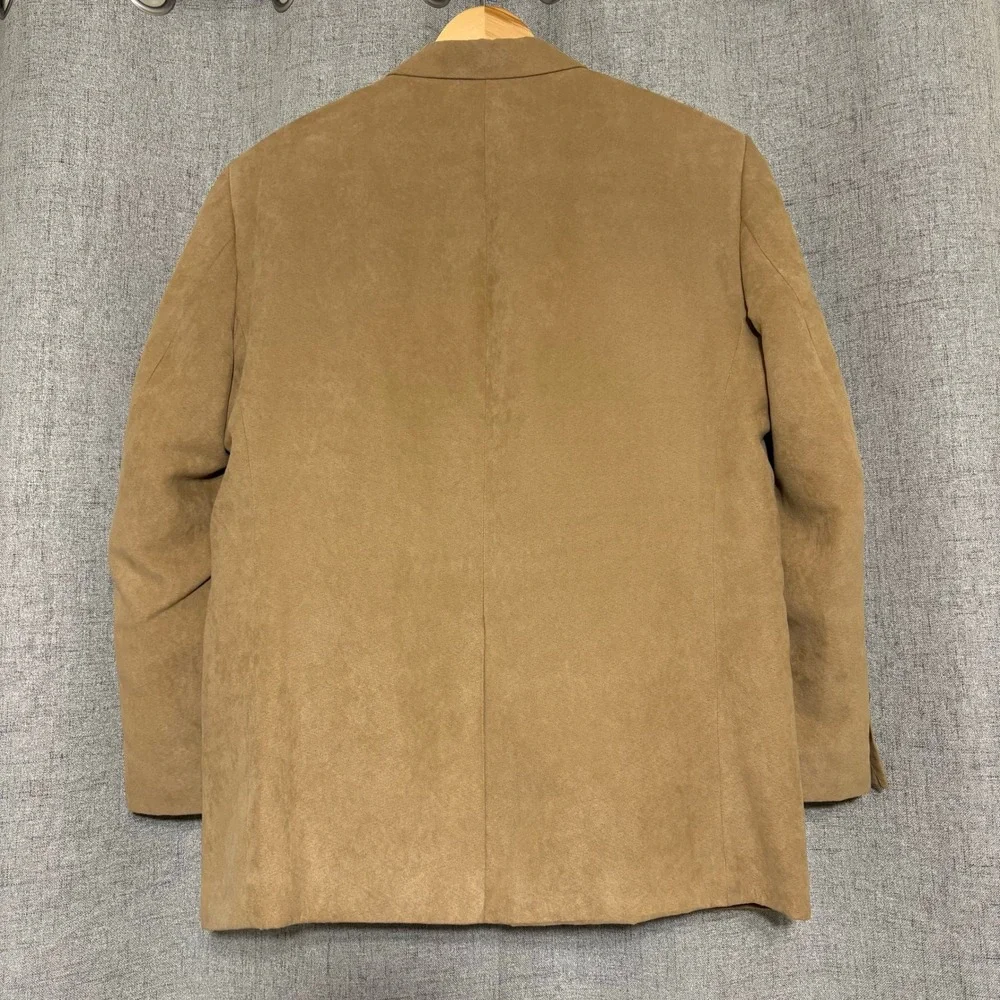Chaps Ralph Lauren Men 44R Blazer Tan Faux Suede 2 Button Jacket Sport Coat